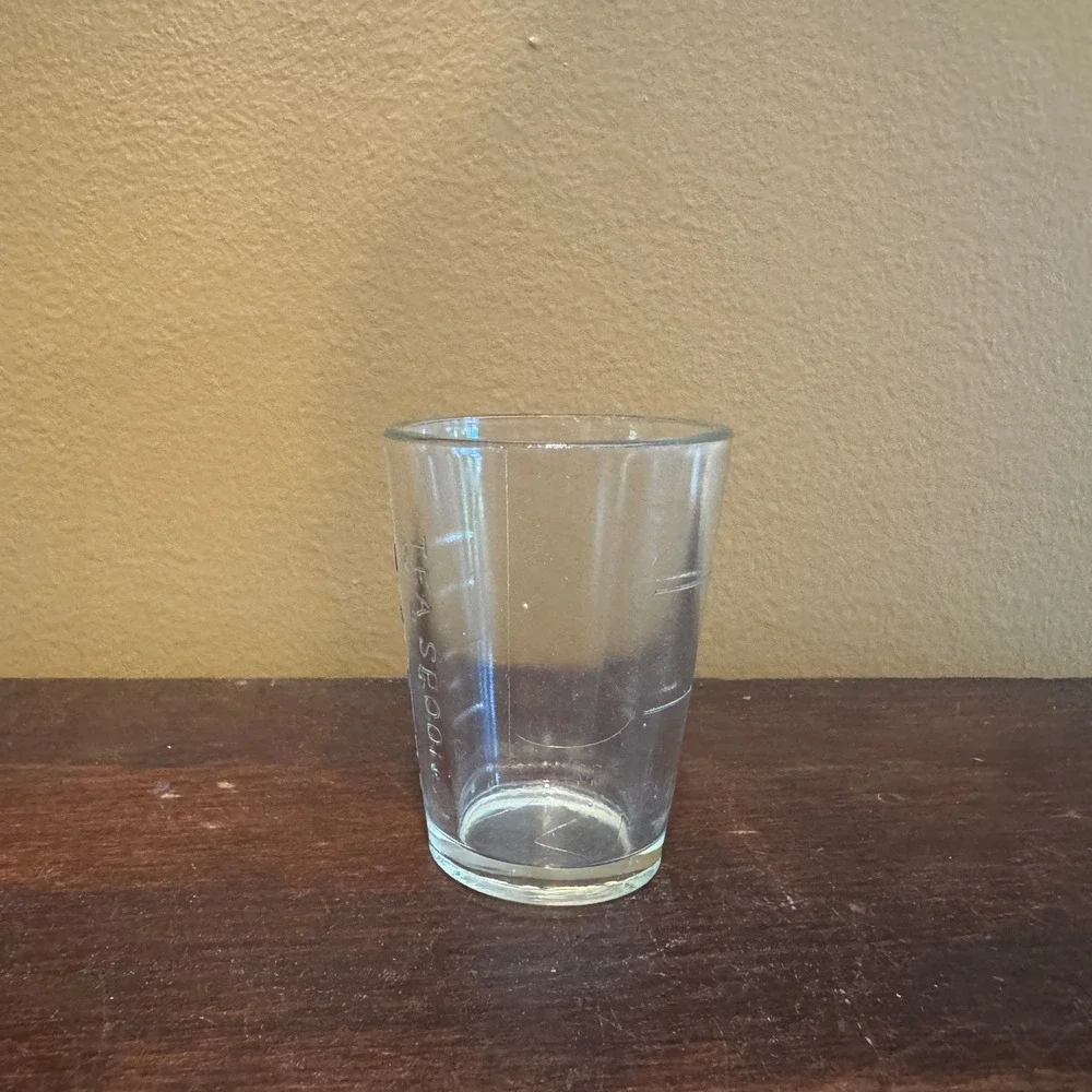 Vintage Clear Glass‎ Embossed Teaspoon Tablespoon Measuring Cup